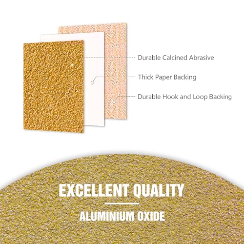 KONGMING Pack of 80 Sandpaper 150 mm Velcro Grit 40 60 80 120 180 220 320 400 15 Hole for Random Orbital Sanders 15 Hole Yellow Pack of 80 grit mix