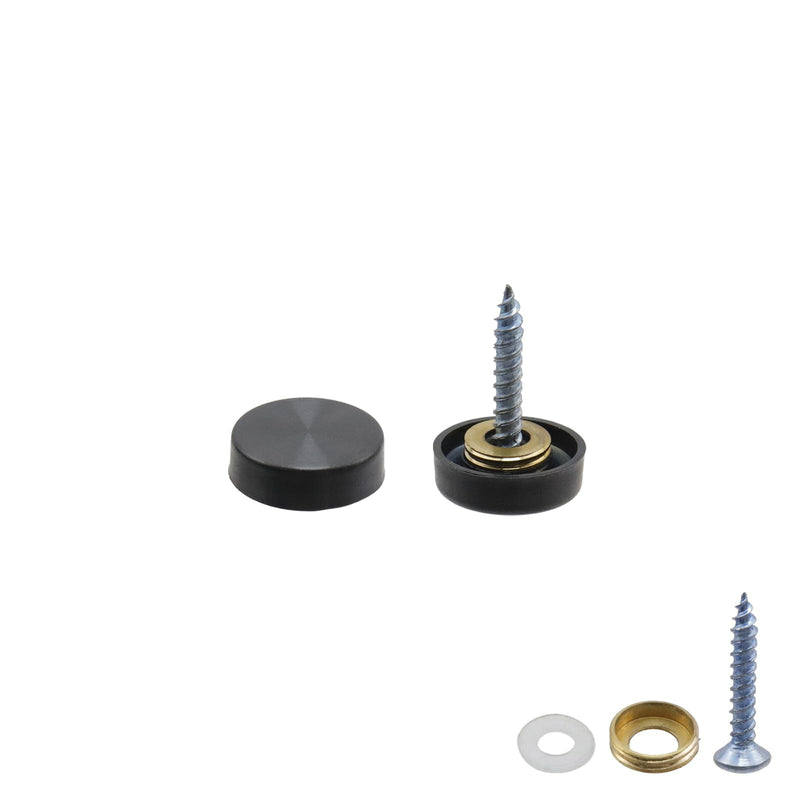 [Australia - AusPower] - Decorative Mirror Screws Black Cap Cover Nails 0.65"/16mm Cap Dia 304 Stainless Steel Screw Covers Caps Brushed -12pcs 