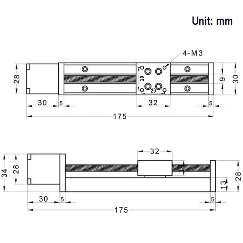 [Australia - AusPower] - Zeberoxyz 1PCS Mini Linear Rail Guide Slide Actuator T6x1 Lead Screw with NEMA11 Stepper Motor,100mm Effective Stroke Length for DIY CNC Router Parts X Y Z Linear (Size:100mm) 100mm 