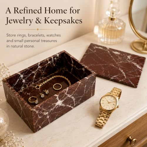 Purple and red marble jewelry storage box with lid from SIRIZEN-DIVING, showcasing a stylish and elegant organizer for jewelry.