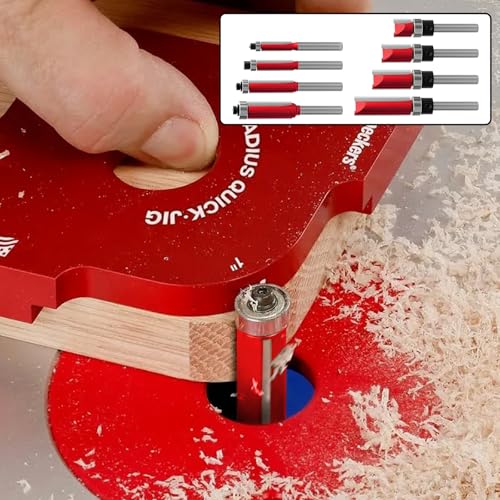 Pack of 10 Flush Cutters 8 mm with 2 Impact Magnetic Bits, 8 mm Shank Flush Cutter, 6 Bearings, 2 Wrenches, Copy Cutter 8 mm, Wood Cutter for Router Carbide Woodworking Cutter Sets 8mm