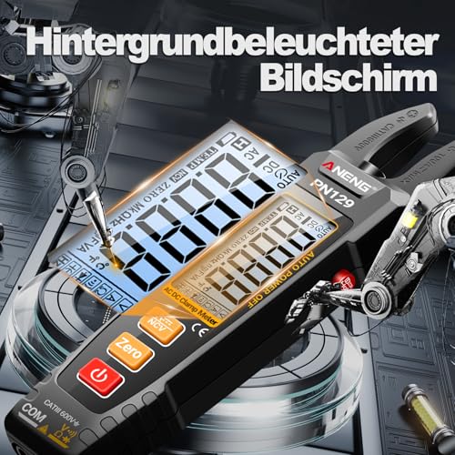 Multimeter PN129 Current Clamp, TRMS 4000Counts U-shaped Pliers Current Meter | With AC/DC current, voltage, resistance, capacity, continuity, non-contact voltage detection tool PN129 (normal version with test kit)