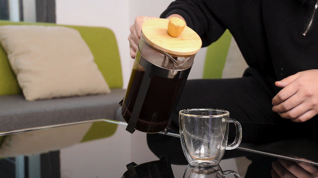 Sivaphe 12 oz French Press Coffee/Tea Maker Single Cup Espresso Press Stainless Steel Filter 0.35L High Borosilicate Carafe Durable Bamboo Handle Small Coffee Maker 12 oz Bamboo