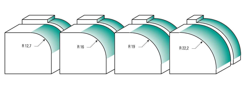 [Australia - AusPower] - ENT Rounding Over Cutter TC Shank (C) 8 mm, Diameter (A) 18,7 mm, B 9,5 mm, R 3 mm, D 32 mm, with Ball Bearing Radius = 3mm / Diameter = 18.7mm / Cutting Length = 9.5mm 