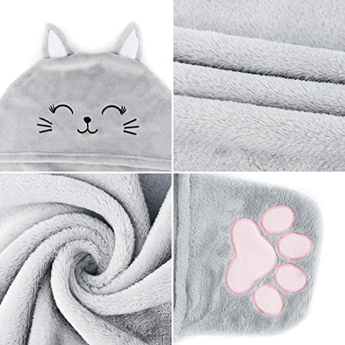 Moyel Cat Wearable Blanket Hoodie Cute Gifts for Women Grey Cat