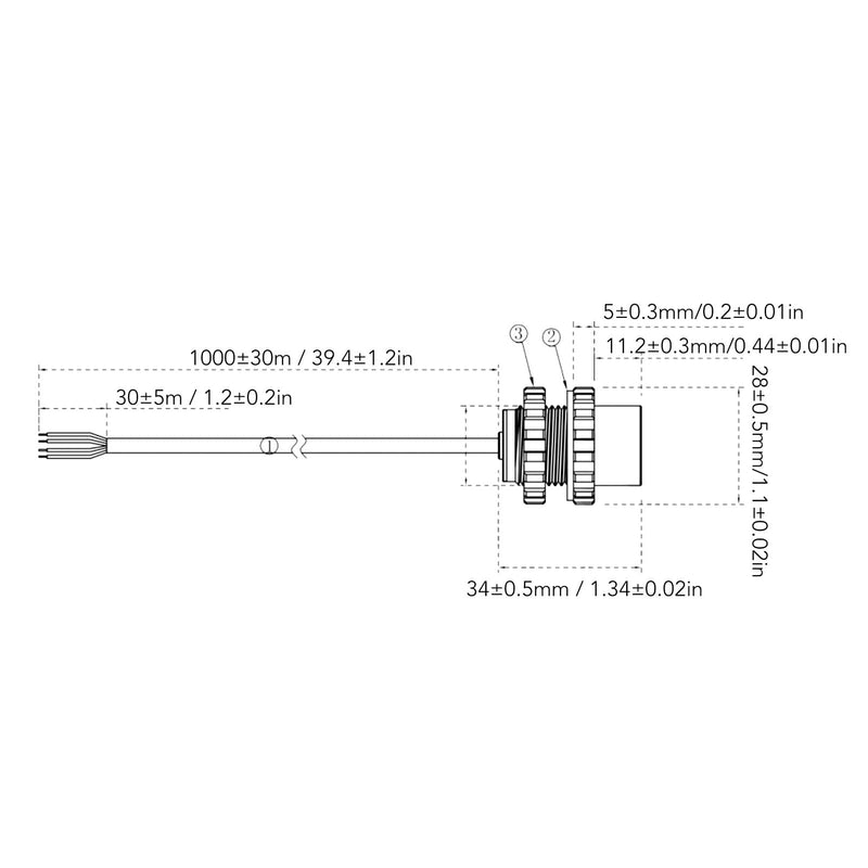 [Australia - AusPower] - Ultrasonic Distance Sensor, 6 Meter Range DC5‑24V Distance Ranging Sensor for Underwater Robot (UART Controlled ≤7mA 14ms) 