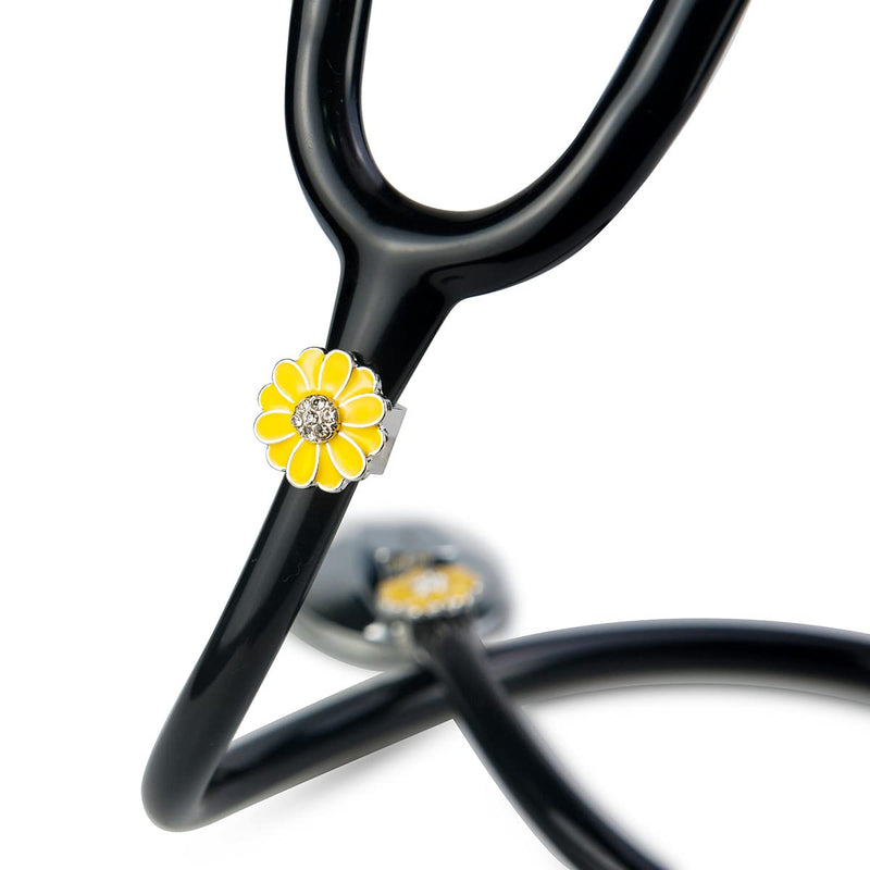 [Australia - AusPower] - 2 Pack Sunflower Bling Stethoscope Charms, Unique Stethoscope Id Name Tag for Doctor Nurse Christmas Gift 