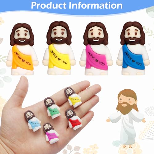 80PCS Little Jesus Figures, 10 Color Tiny Jesus Figurines in Bulk, Mini Jesus Figure to Hide and Seek Religious Gifts for Easter Egg Stuffers Fillers Gifts, Christian Gifts for Women Mom (80PCS) 80PCS