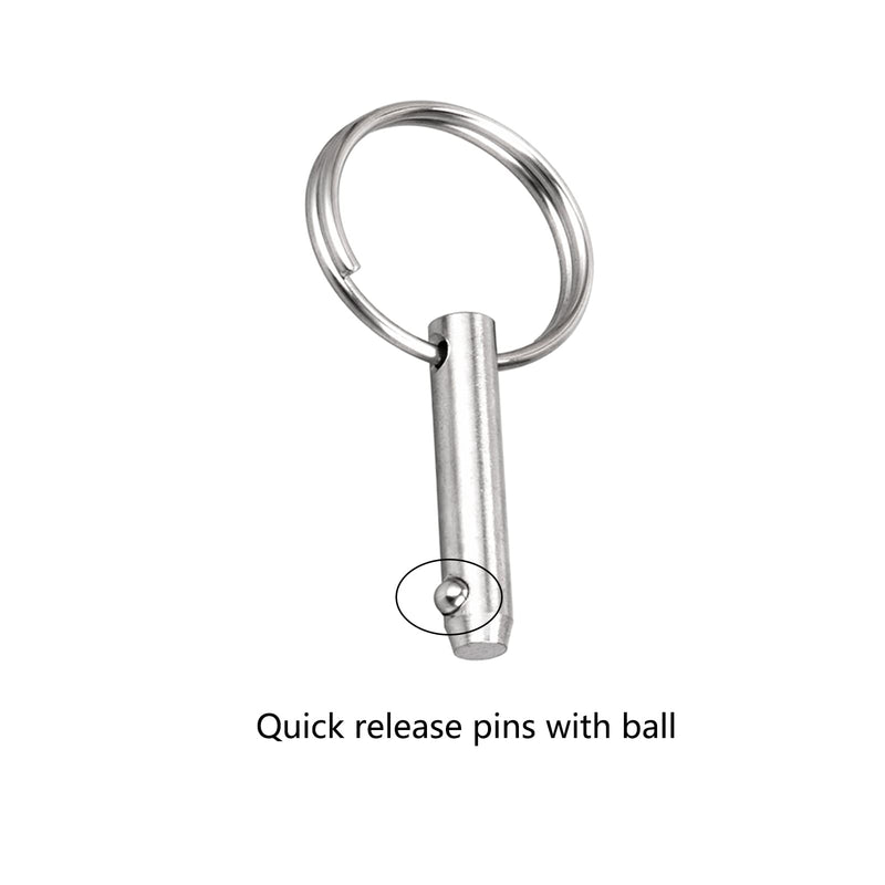 8 PCS Quick Release Pins Bimini Top Pins, Diameter 1/4"(6.3mm), Overall Length 2"(51mm), Usable Length 1.5"(38mm), Marine 316 Stainless Steel 8 Pieces