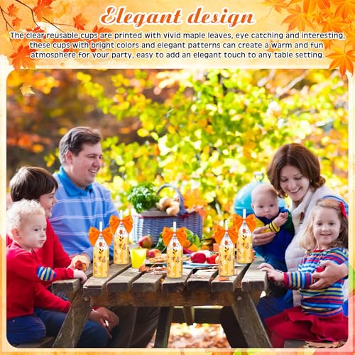 Teenyyou 12 Pcs Fall Tumbler Cups with Lid and Straw, Bow Decorated