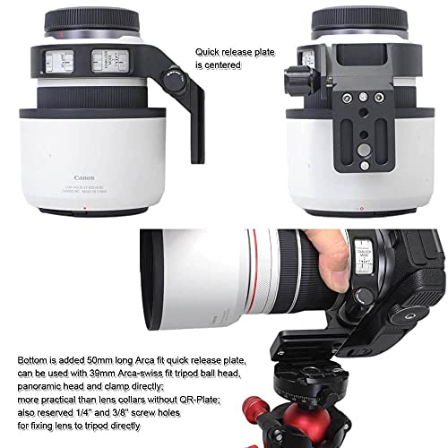 iShoot Metal Lens Collar Tripod Mount Ring Compatible with Canon RF 70-200 f/4L is USM, Lens Support Holder Bracket Bottom is Arca Fit Quick Release Plate Dovetail Groove for Arca Tripod Clamp