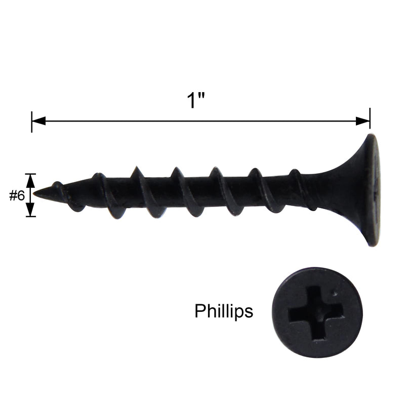 [Australia - AusPower] - #6x1" Drywall Screws Coarse Thread Bugle Head Black Phosphate for Drywall, Wood and Furniture 100PCS #6x1" 