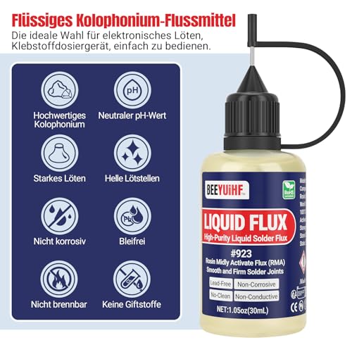 Liquid Flux Soldering, Rosin Soldering Flux, No Clean Liquid Soldering Tool, SMD Solder Flux (30 ml / 1 oz.) #923 1 Stück
