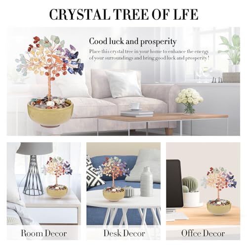 7 Chakra Crystal Tree Healing Wealth Luck Home Office Decor Gift 7 Chakras Vase Tree-2