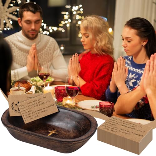 Mimorou Prayer Dough Bowl with 100 Blessing Cards Christmas Christian Decor