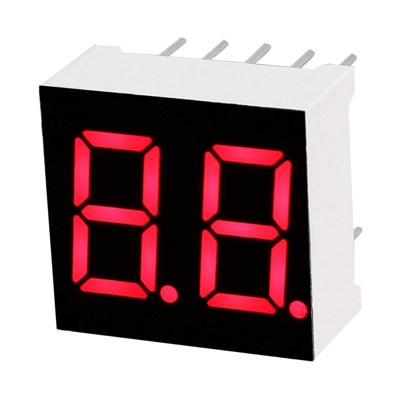 [Australia - AusPower] - uxcell Common Cathode 10 Pin 2 Bit 7 Segment Display 0.59 x 0.55 x 0.28 Inch 0.35" Red LED Display Digital Tube 5pcs 