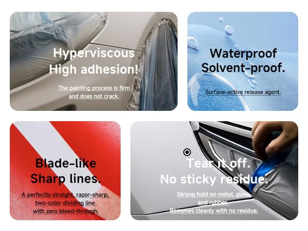 Automotive White Masking Tape - Heat Resistant to 100°C/212°F for 60 Min - Leaves Crisp Paint Lines & No Residue - Repositionable - 17mm x 50m Painters Tape - Single Roll