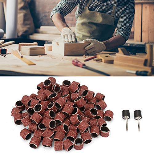 12 mm Sandpaper Ring Sandpaper Disc Sanding Drill, 2 Pieces Drum Mandrel and 100 Pieces Sanding Drum Set 1/2 Inch for Dremel Rotary Tool