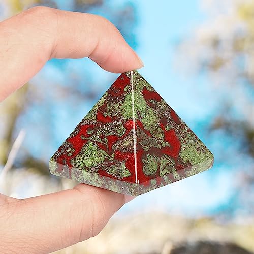 Artistone 1.6" Dragon Blood Stone Crystal Orgone Pyramid Positive Energy Generator Healing Crystals Chakra Meditation Pyramids Decoration for Home