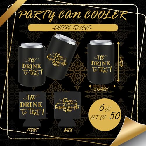 SiliFine 101 Pcs Black Wedding Can Cooler Bulk Engagement Party Favors Classical