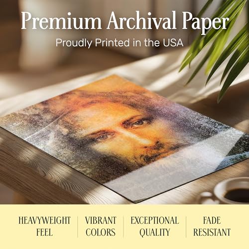 Jesus Portrait Christian Wall Art - 11x14 Religious Artwork - Inspirational Spiritual Home Decor - Catholic Gift for Living Room Office Bedroom - Sacred Traditional Faith Picture - Unframed 11"L x 14"W
