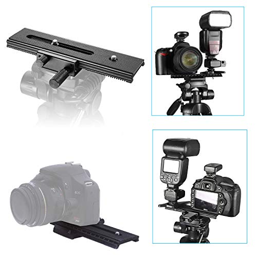 EXMAX® 16cm 2 Way Macro Shot Focusing Focus Rail Slider/Close-up Shooting 1/4 Quick Screw Release Mount Camera Flash Support Plate