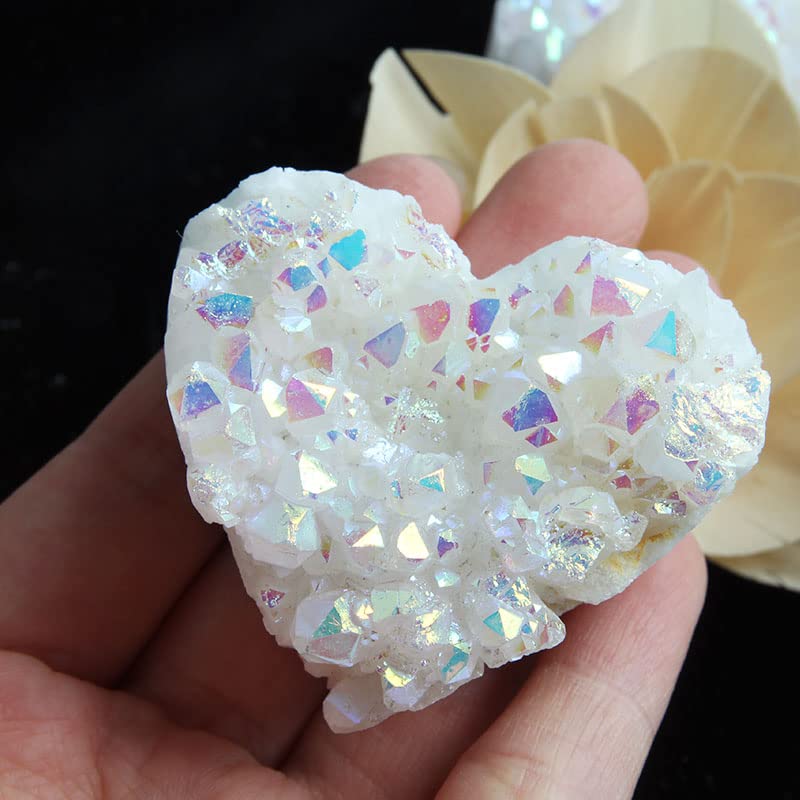 Acxico 1 pcs Wholesale Lot 7 to 10 PCs Natural Angel Aura Quartz Cluster Heart Crystal