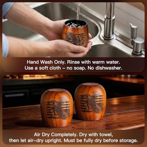 Original Charred Wooden Bourbon Drinking Glass, 11oz Handcrafted Engraved Wood Glass for Men | Unique Unbreakable Whiskey Glass for Dad, Brother, Husband Engrave-2 Pack