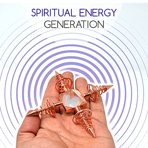 Copper Spritual Energy Generator with Quartz Pyramid and Conductive Coils for Body Healing, Reiki Balancing Chakras, Aura Cleansing, Protection, Ghost Hunting, Meditation Chi