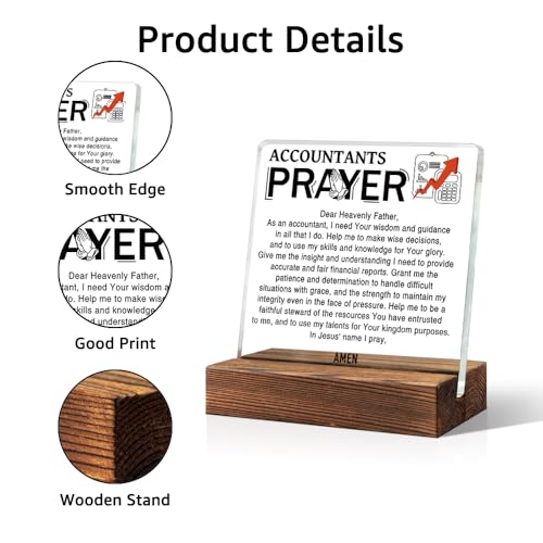 TOUNER Accountants Prayer Acrylic Office Desk Plaque Decor Sign