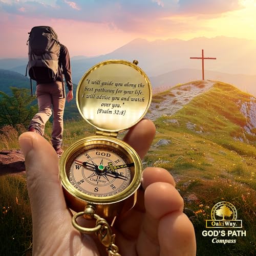 God's Path Compass – Baptism | Communion & Confirmation Gift for Teenage Boys | Christening, Catholic, Religious Graduation Gifts for Men – Greeting Card Included God's Path - Wooden Box