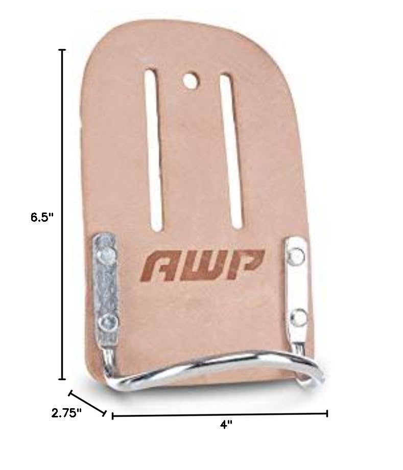 [Australia - AusPower] - AWP Leather Hammer Holder, Crafted from Genuine Saddle Leather, Compatible with Work Belts Up to 2 ½ Inches Wide, Tool Belt Accessory 