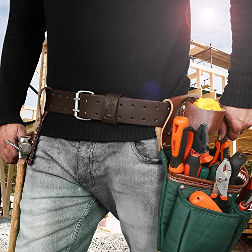 TRUTUCH chocolate leather work tool belt with pouches for carrying tools