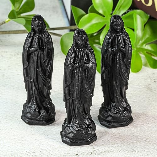 TUMBEELLUWA 3.5" Black Obsidian Virgin Mary Statue for Home Church Decor #1 the Virgin Mary-Black