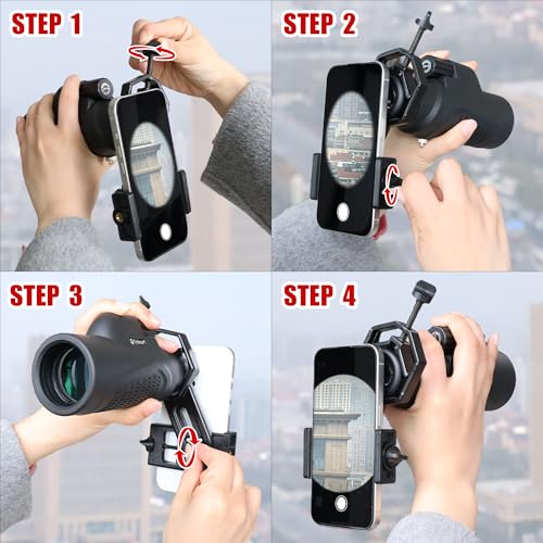 K9 Prism 8x42 Waterproof Monocular Telescope - Bundle with - Smartphone Telescope Adapter Camera Mount