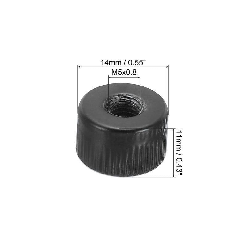 [Australia - AusPower] - PATIKIL M5x11x14 Cap Nut, 15 Pcs Acorn Nut Screw Knob Cap Insert Bolt Cover Female Thread Knurled Decorative Hardware Fittings Light Fixtures, Black M5 