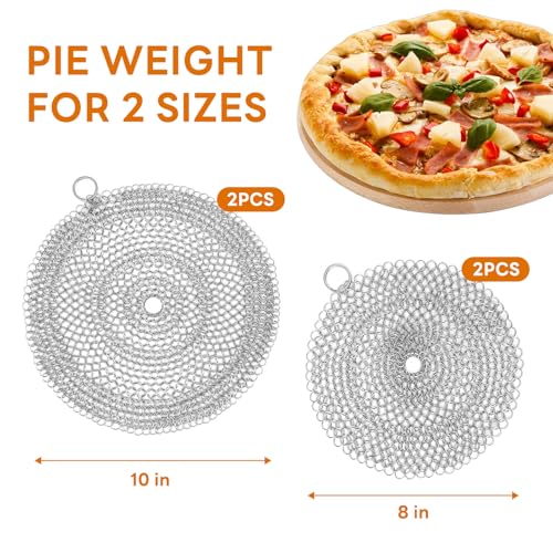 Stainless Steel Pie Crust Weight Chain - Universal 10-inch pie crust protector and baking weight, suitable for dough and pastries, dishwasher safe. 10 inches