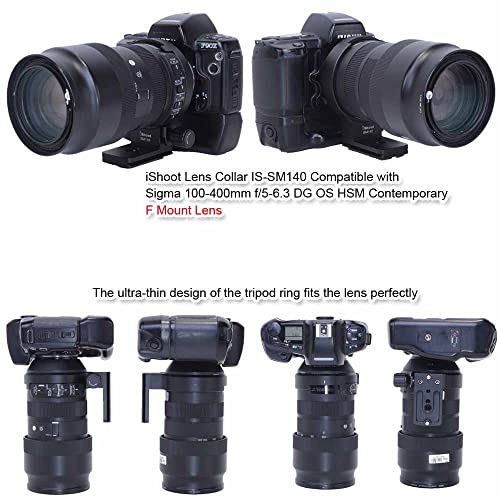 iShoot Tripod Mount Ring Lens Collar Compatible with Sigma 100-400mm f/5-6.3 DG OS HSM Contemporary (EF & F Mount Lens), Bottom is Arca-Swiss Fit Quick Release Plate for Arca Type Tripod Head Clamp