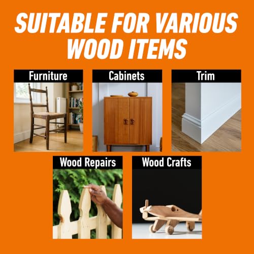 Gorilla Wood Glue Fast Clamp water-resistant PVA adhesive, 8 oz bottle for woodworking projects