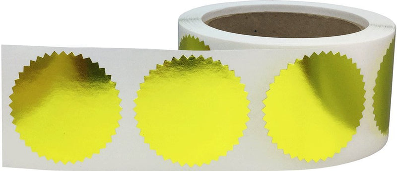 Envelope Package Seals Serrated Edge Color Coding Labels Metallic Gold Certificate Award Stickers 2 Inch Round 500 Total Adhesive Stickers