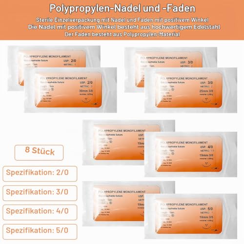 GAOUTO 32 Pieces Suture Material with Exercise Needles, Refill Pack for Surgical Suture Set, Needle and Thread Set, Wound Suture Kit Addition, Ideal Suture Exercise Thread for Students