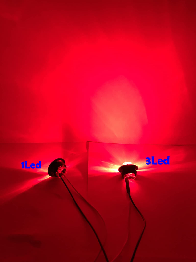 50pcs 3/4 side marker lights Red Clearance Lamp Small Round Amber LED Side Marker Indicator Turn Signal Light Truck Trailer Bus Marine RV Automobiles Flatbed with heat shrink butt connectors 50pcs