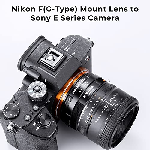 K&F Concept Lens Mount Adapter NIK(G)-NEX IV Manual Focus Compatible with Nikon F (G-Type) Lens and Sony E Mount Camera Body