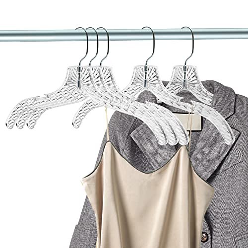 Quality Clear Plastic Hangers 12 Pack - Durable Crystal Cut Heavy Duty Hangers for Clothes, Shirts, Suits, Coats, Dresses Crystal - Suit Hangers - 12 Pack