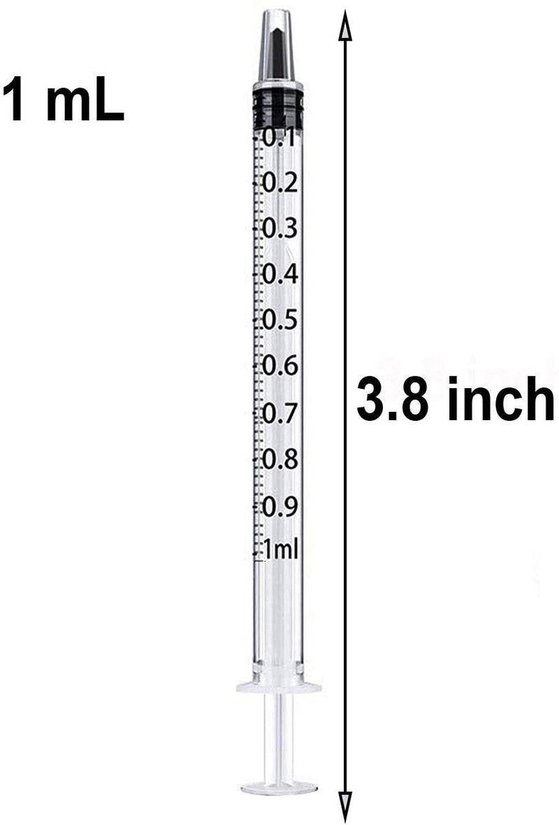 [Australia - AusPower] - 100PCS 1ml 1cc Syringe No Needle Plastic Syringe for Pets Oral, Refilling, Oil or Glue Applicator, Measuring or Transfering Tiny Amount of Liquids, Without Cap 1mL Bulk No Needle 100.0 