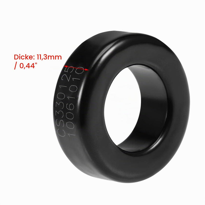sourcing map 4 pieces ferrite ring iron powder toroid cores 19.3 x 33.7 x 11.3 mm black grey de
