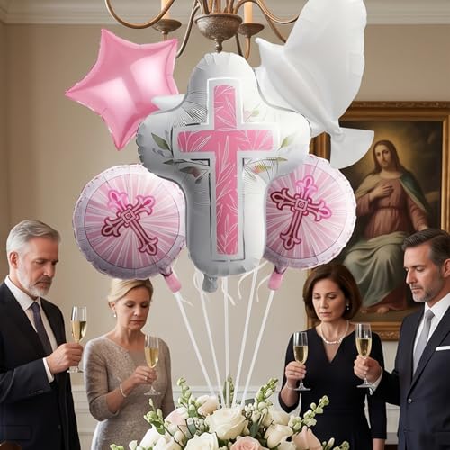 First Holy Communion Decorations - Religious Theme Foil Balloons Set Dove