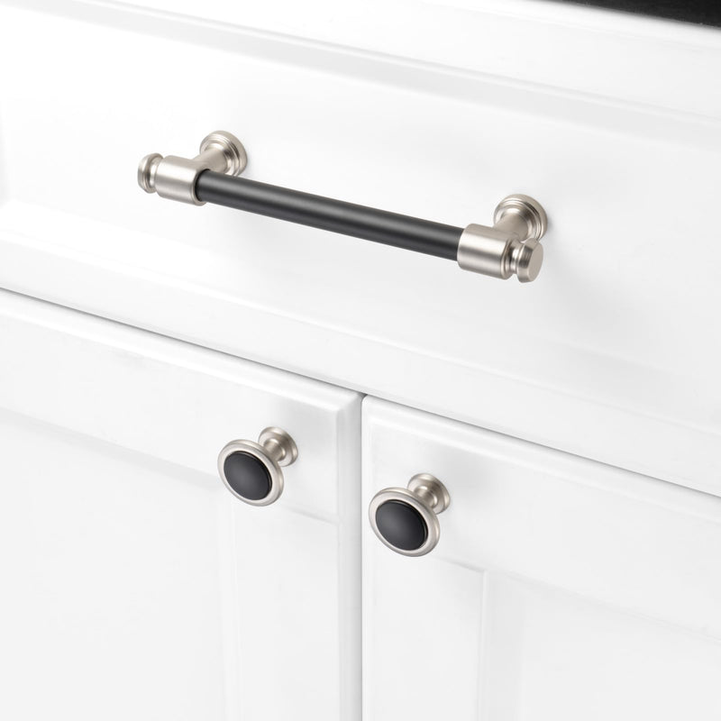 KOOFIZO 10 Pack Black and Nickel Kitchen Cabinet Knobs Matte Black and Silver Drawer Knobs 1960 Round Single Hole Cabinet Pulls for Cabinets Drawers Dresser Cupboard Bedroom Bathroom Knob 1 - 10Pcs Black + Brushed Nickel