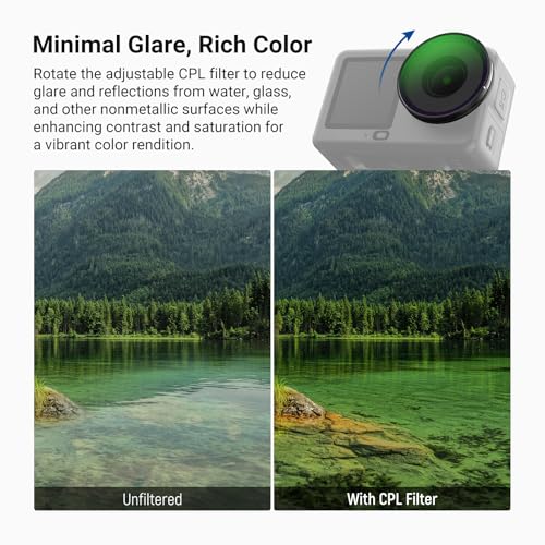 NEEWER CPL + ND Filter Set Compatible with DJI Osmo Action 6 Only, ND8/16/32/64/256 Adjustable Circular Polarizing Filter Lens Polarizer Screw On Multicoated Action Camera Accessories, FL-B109 6 Pack CPL/ND8/ND16/ND32/ND64/ND256