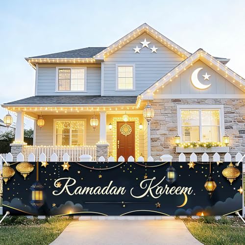 BlissYard Ramadan Kareem Fence Banner Islamic Moon Decor 78 x 17 Inch